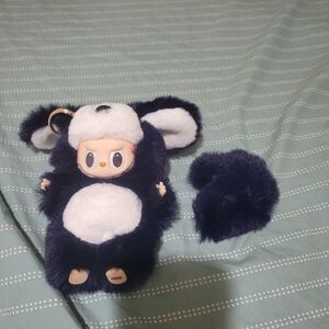 Plush Pet Toy with Keychain - Black and White
